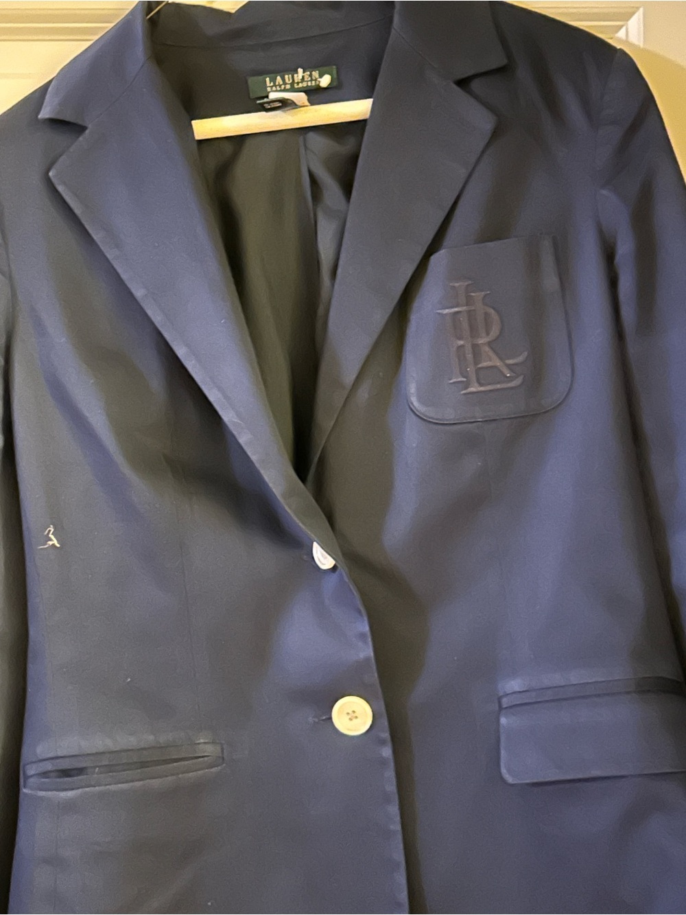 Lauren Ralph Lauren Navy Blue Blazer with Monogram Pocket